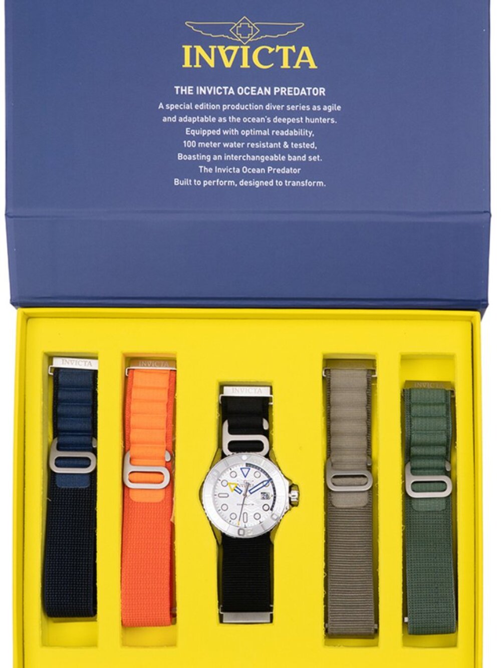 $299 Invicta Ocean Predator Men 44mm 5 Color Interchangeable Strap Watch NIB